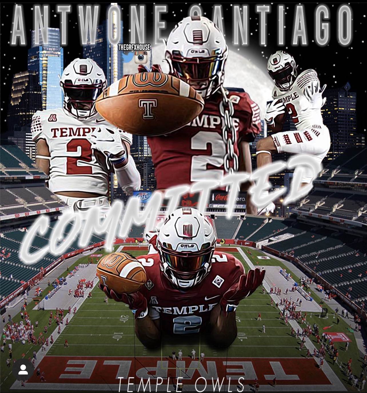 Antwone Santiago Commits to Temple on Football Scholarship